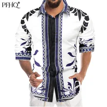 PFHQ camisa informal de manga larga para hombre, camisa con estampado Digital 3D europeo y americano, con solapa atractiva, a la moda, novedad de otoño, 2021, 21E5452
