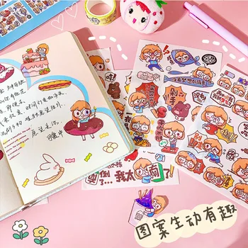 

Kawaii Decoration Gastronomy Decoration Diary Scrapbooking Stationery Sticker Pack Cute Pet Cartoon Lovely Girl Hand Account