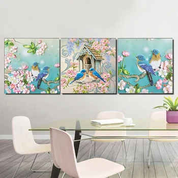 

5D Diamond Painting By Numbers Full Square Triptych Bird Cross Stitch Diamond Mosaic Kits Art Pictures Home Decor For Adult