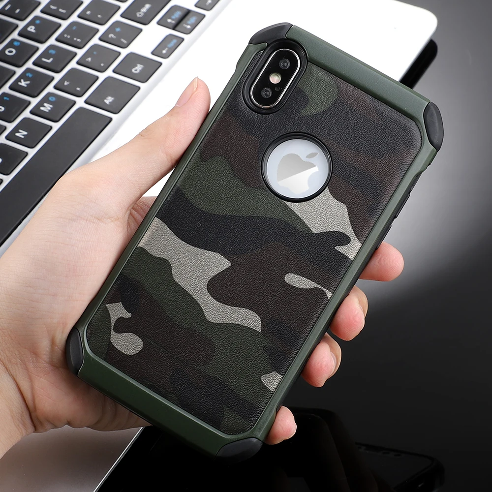 Противоударный чехол с камуфляжным рисунком для iPhone 11 Pro Xr X Xs Max 8 Plus 7 6S 6 5 5S SE, Защитный Гибридный Резиновый Бампер