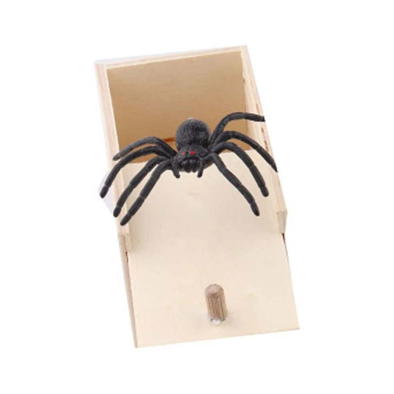 Забавный сюрприз кляп игрушка деревянная шалость паук пугающая Коробка Чехол шутка реалистичные насекомое хитрая игрушка для детей ужас
