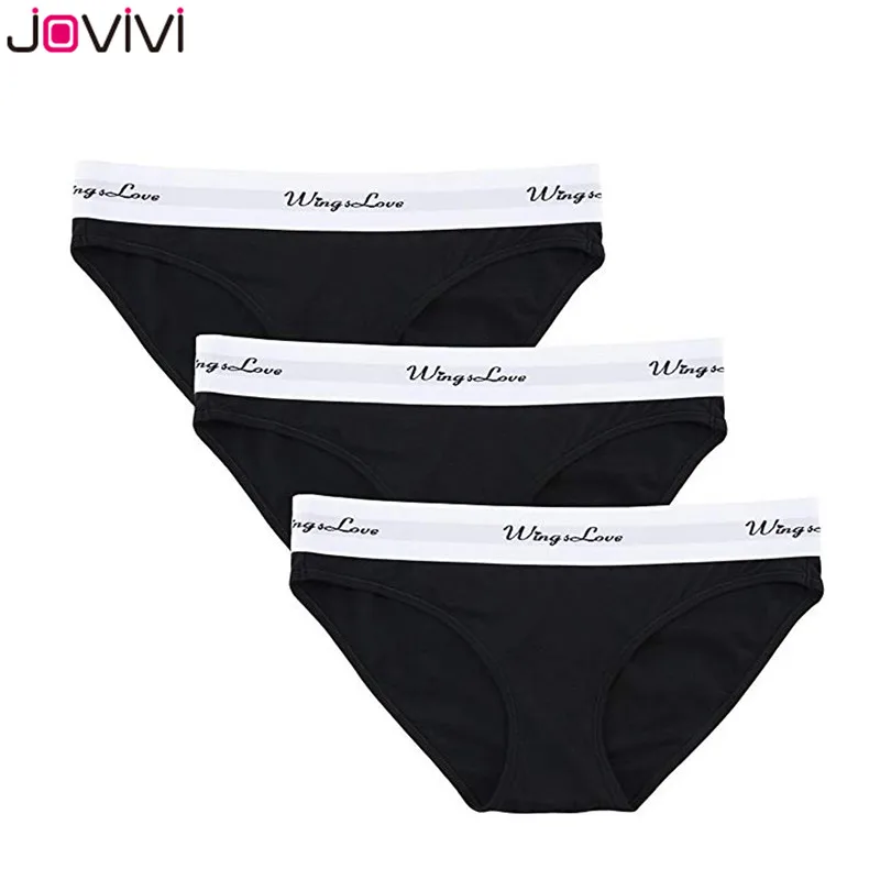 Jovivi/Новинка, 3 шт./упаковка, популярное бесшовное нижнее белье, хлопковые спортивные Трусики-бикини, черные/белые/серые/синие/красные трусики Wingslove