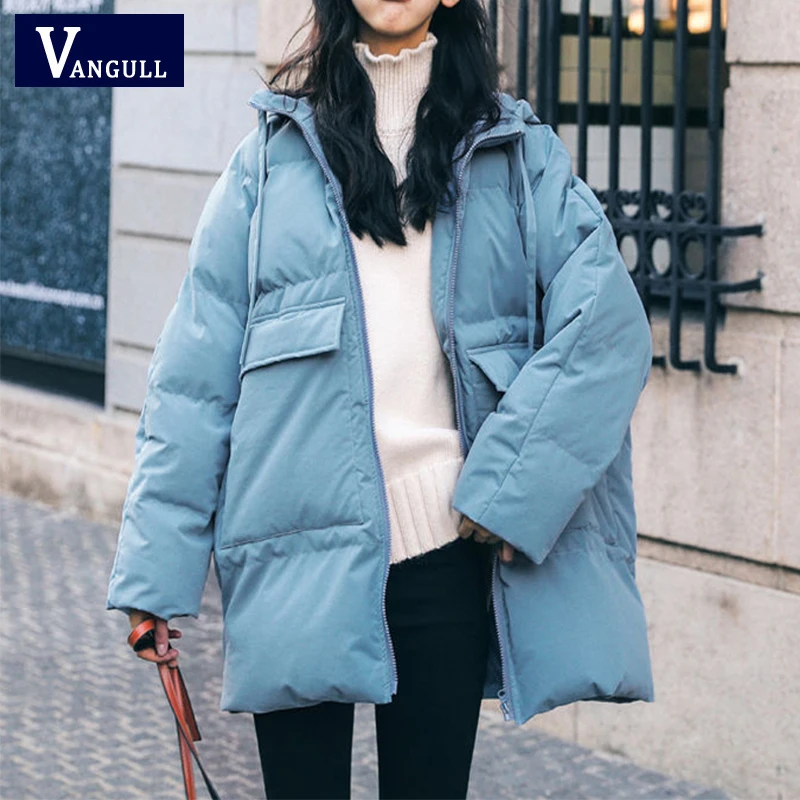 Vangull/зимняя женская стеганая куртка с капюшоном однотонная повседневная модная