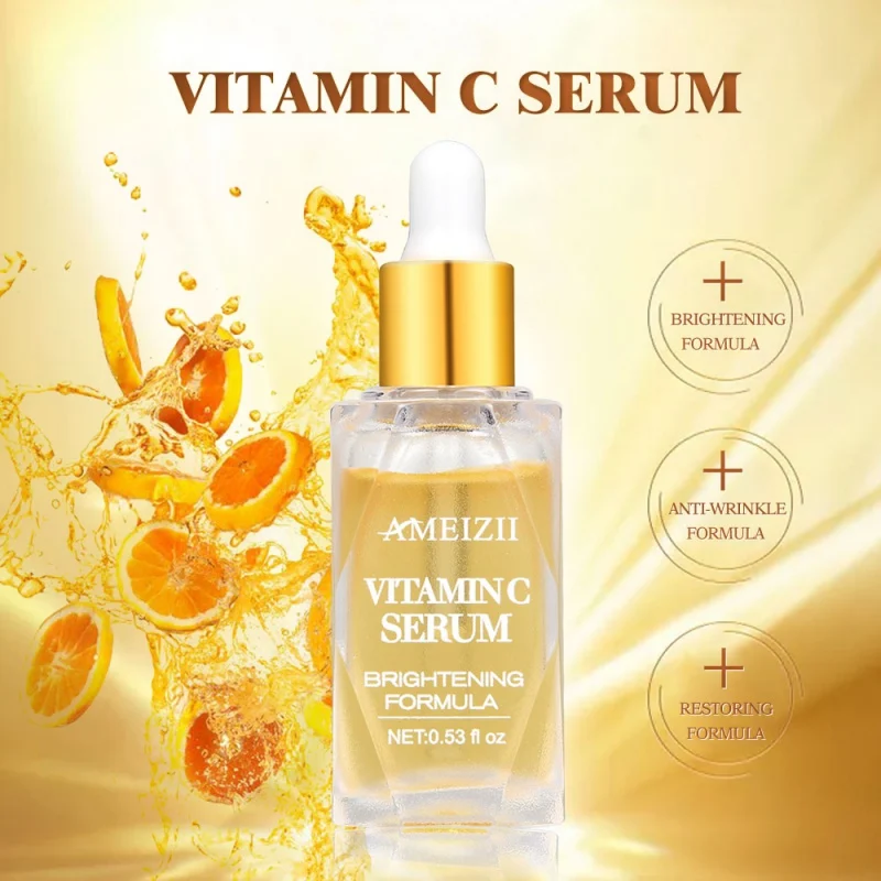 Vitamin C Face Serum Hyaluronic Acid Whitening Speckle Fade Dark Spots Anti-Aging Brighten Firming Skin Care Essence