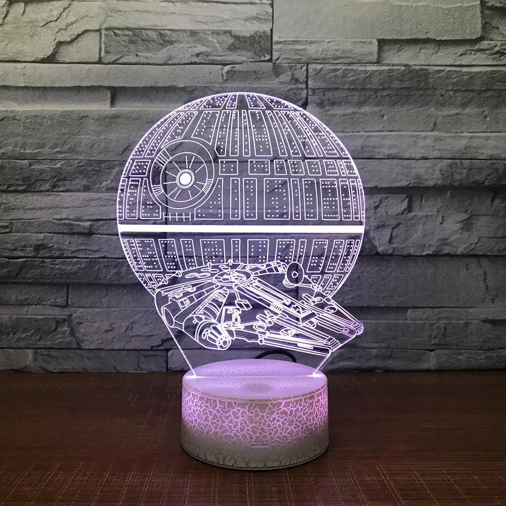 Звездные войны воздушный корабль 3D светодиодный ночник RGB 7 цветов Изменение Настольная лампа фигурки 2880 дети дома рождественские игрушки