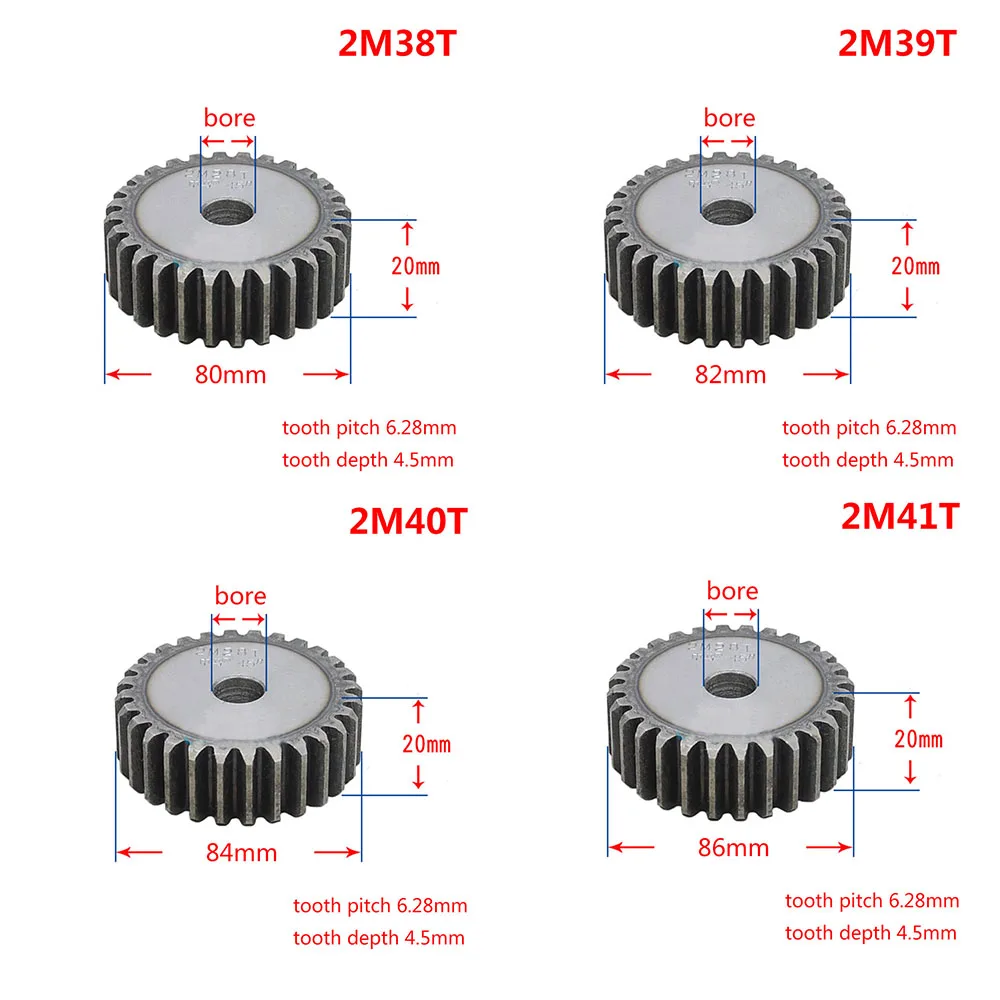 2M10T-2M40T 45# Steel Spur Gear Metal Module 2 Moter Gear Wheel 10-40 Tooth 2M10T-2M40T 45# Steel Spur Gear Metal Module 2 Moter Gear Wheel 10-40 Tooth