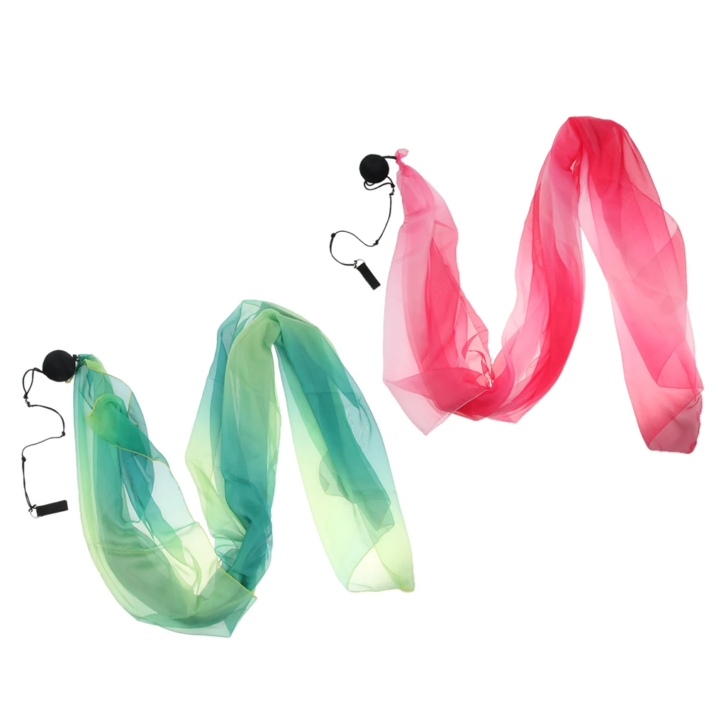 2x Flowy Silk Veil Throw Balls for Belly Dance Costume Dancing Accessories