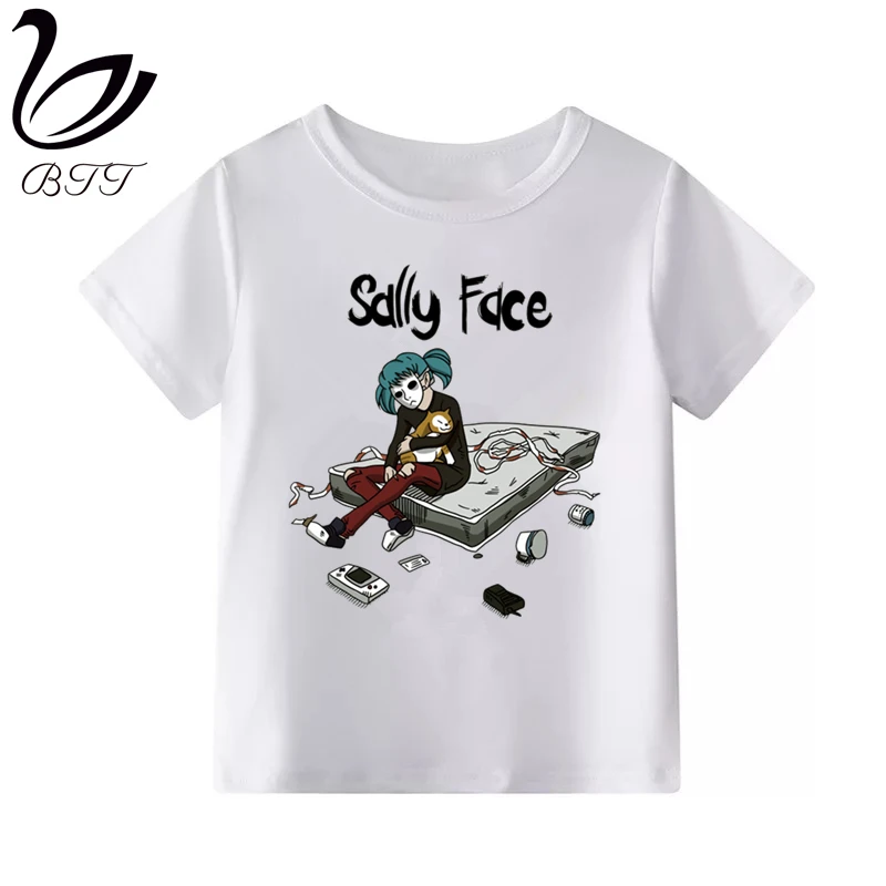 Sally Face/Новое поступление, футболка для девочек Футболка с забавным принтом Одежда для девочек-подростков белые футболки с круглым вырезом и короткими рукавами для мальчиков