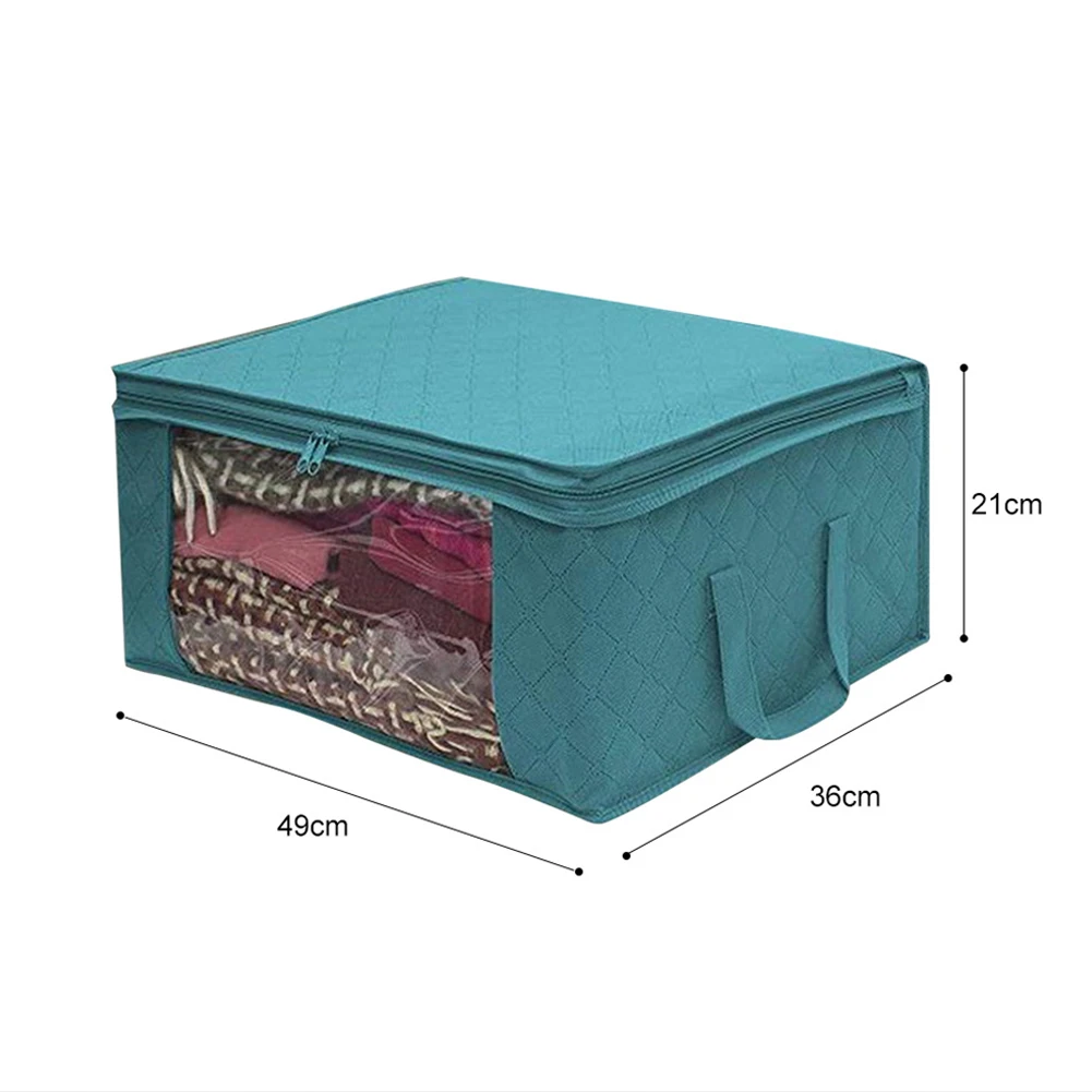 3pcs Home Clear Window Packing Container Travel Bedding Quilt Organizer Zipper Foldable Clothing Storage Bag Non Woven Dustproof