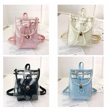 

Transparent Backpack Jelly Mini Lady Backpack School Backpack Teen Girls Women Bag
