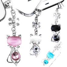3.5mm Jack Cat Crystal Dust Anti Earphone Cap Stopper Plug For Samsung iPhone 6