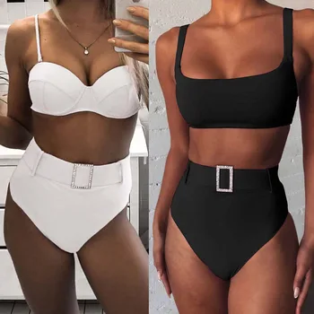 

Swimsuit High Waist Bikini 2020 Women Swimwear Two-pieces Bikini set Bather Bathing Suit Swim Pink High Cut Push Up