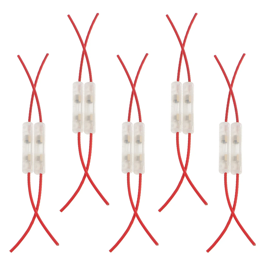 5pcs Wire Cable Inline Glass Fuse Box 15A for Car Truck Motorcycle