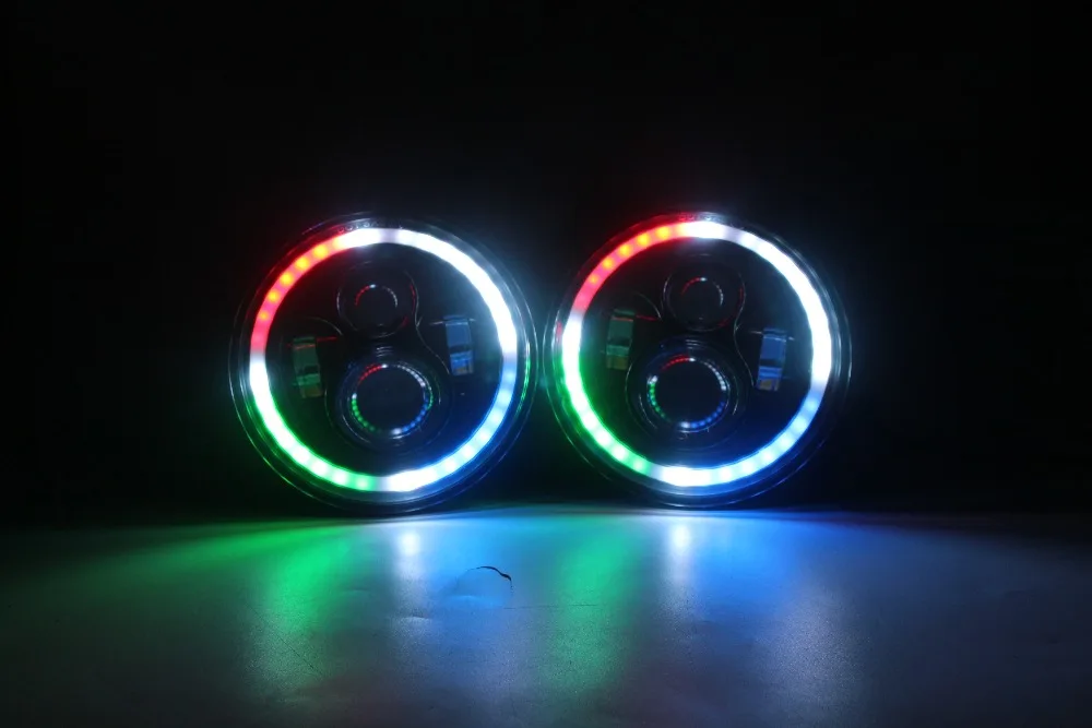 Bluetooth приложение управление RGB Halo " светодиодный фары для Jeep Wrangler JK LJ CJ Sahara Sport Rubicon для Hummer H1 H2