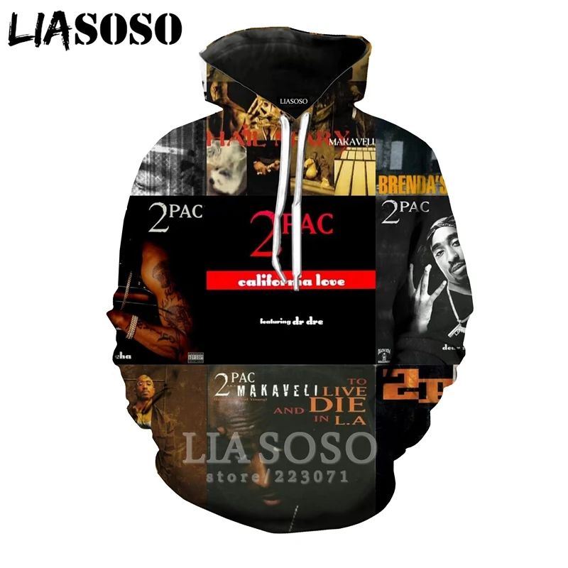 2Pac толстовки LIASOSO забавные для мужчин и женщин Аниме Толстовка 3D принт рэпер с длинным рукавом хип хоп Уличная Топ пуловер с круглым вырезом A295-15 - Цвет: 11