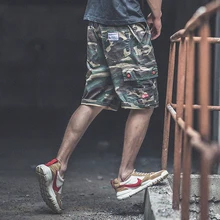 Мужские шорты в стиле хип-хоп, летние спортивные шорты с боковыми карманами, крутые камуфляжные облегающие шорты, модные мужские шорты-Карго