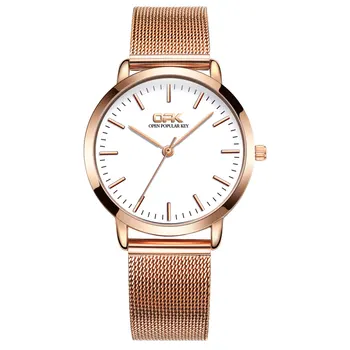 

OPK Women Watch Top Brand Fashion and Casual Waterproof Rose Gold Mesh Steel Strip Quartz Wristwatch Gifts for Ladies L8101