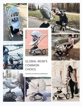 Hot Mom Baby Stroller 3 in 1 travel system with bassinet and car seat，360° Rotation stroller for UK customers, F023 3