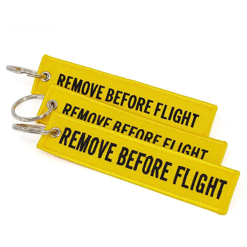 

1 Piece Sell Multicolor Remove Before Flight Fashion Tags Keychain Keyring Rectangle Polyester Embroidery Message 13*3CM