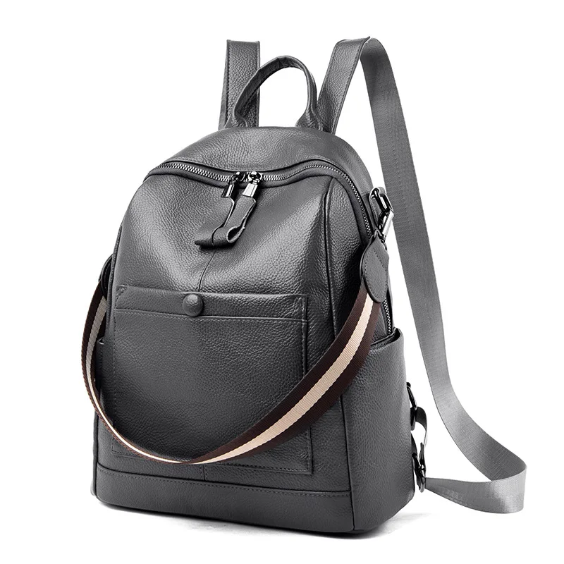Европейский стиль вместительный кожаный рюкзак женская сумка Mochila - Цвет: gray