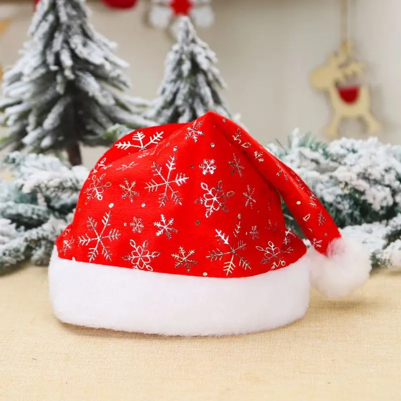 Рождественская шапка со снежинками для взрослых и детей, мягкая шапка из нетканого материала, рождественский подарок