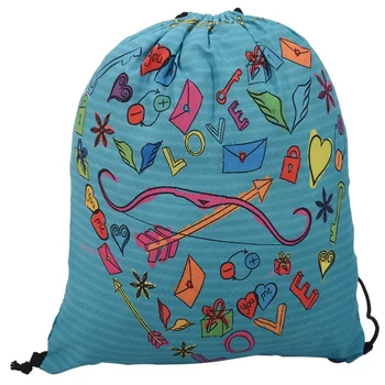 

Valentine's Day Digital Print Bundle Backpack bag with rope backpack With English "Happy Valentine's Day" heart / key / bow and