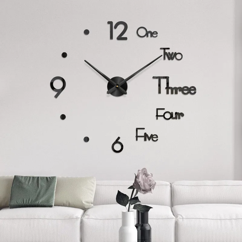 Large Wall Clock Diy Wall Clock 3d Mirror Surface Sticker Home Office Decor Clock Stickers Oversize Wall Clock Home Letter Home 