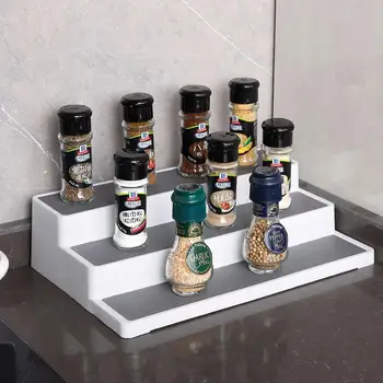 

3 Tier Spice Herb Curry Jar Rack Holder Cupboard Organiser Storage Rack Kitchen Tool