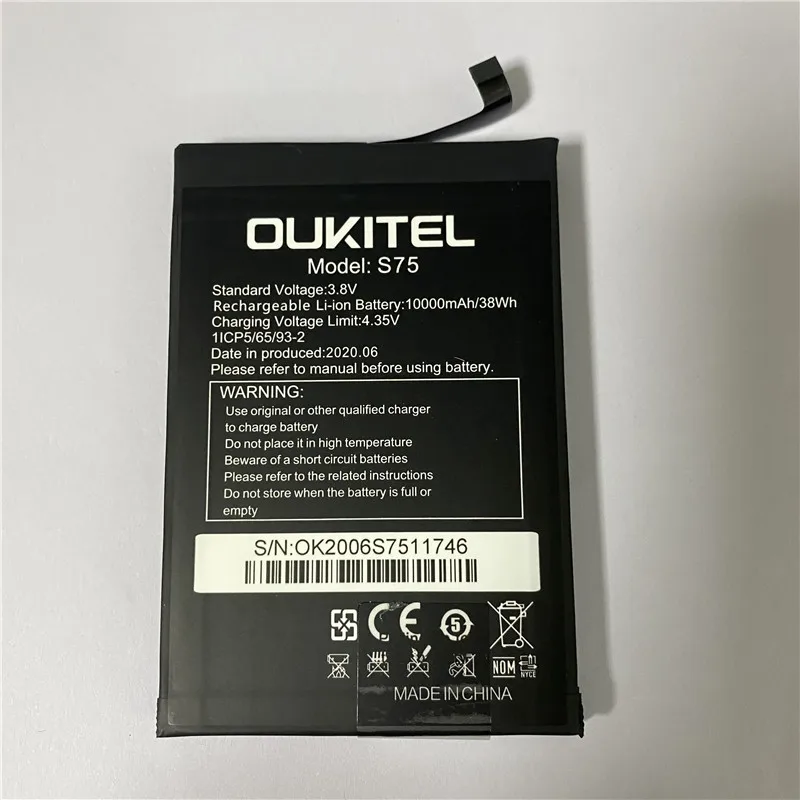 

100% original battery for OUKITEL WP6 battery 10000mAh Long standby time High capacity for OUKITEL S75 battery