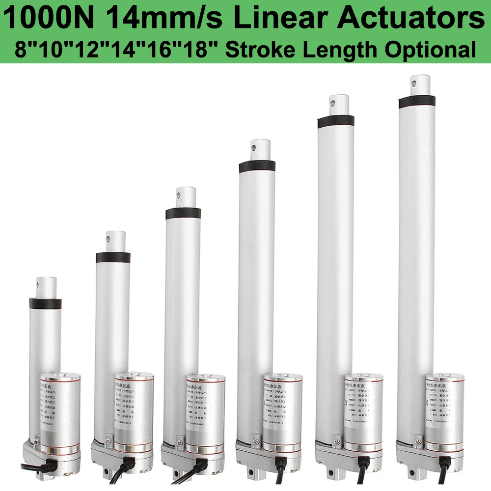 

1000N 100KG 8"-18" Inch Stroke 220lbs Linear Actuator 14mm/s DC 12V Electric Motor For Auto Car Door Opener Industrial Lifting