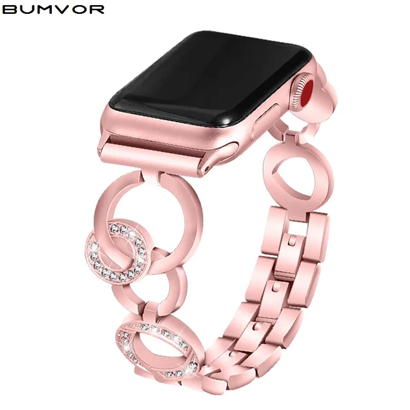 Сменный ремешок из нержавеющей стали со стразами для Apple watch 40 мм 44 мм 38 мм 42 мм ремешок iWatch серии 5 4 3 2 1 Женский браслет из золота