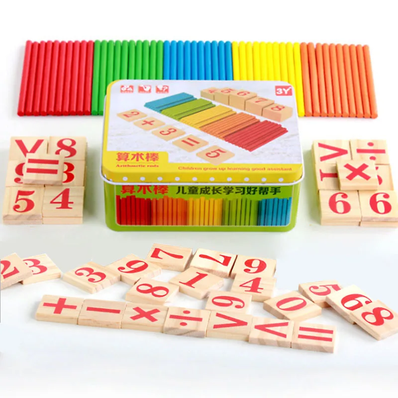 

Color bamboo counting stick arithmetic toy math teaching aids counting stick children's pre-school learning puzzle GYH