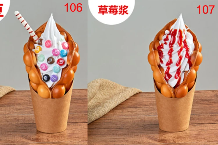 Fake Ice Cream Egg Waffle Model Display Sample Simulation Food Eggettes Puff Egg Bubble Waffle Model Dessert Props Display