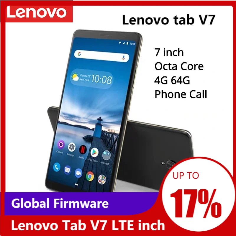 Lenovo-tableta con llamadas de teléfono, Tablet con Firmware Global V7, versión LTE de 7 pulgadas, 4G, 64G, ocho núcleos, reconocimiento facial, altavoces duales Dolby, Android