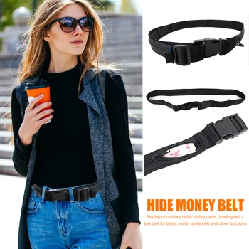 

Portable Sports Belt Waist Packs Adjustable Anti-theft Zipper Nylon Molle Hidden Cash Money Wallet Waistband with Buckle