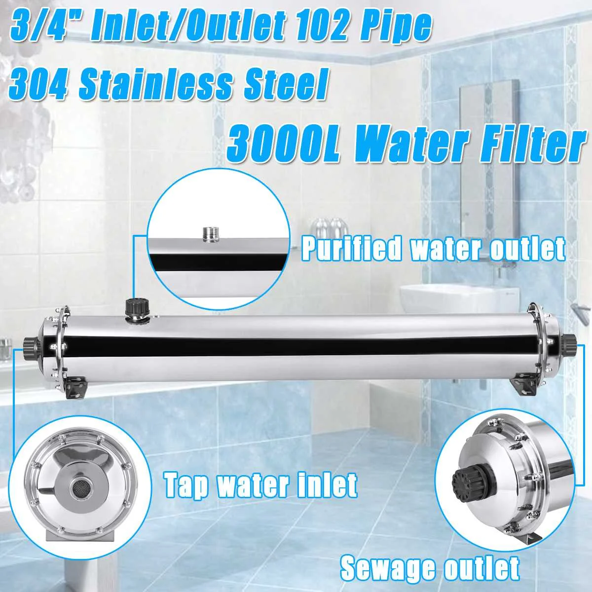 

102 pipe diameter high flow ultrafiltration water purifier kitchen 304 stainless steel whole house central pipe water purifier