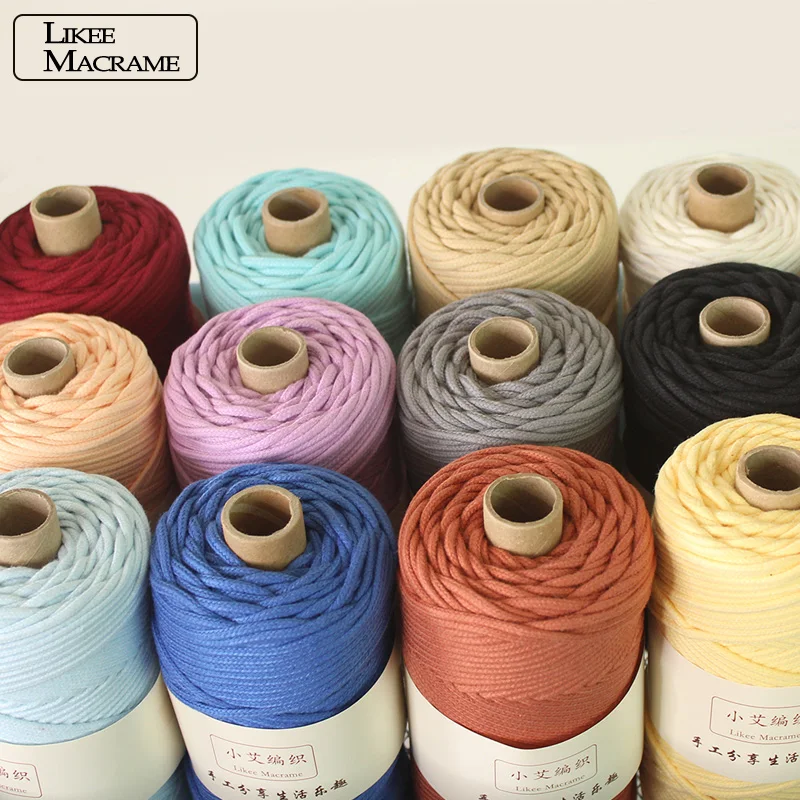 3mm 100% Cotton Cord Colorful Cord Rope Braided Cotton Craft Macrame String DIY Home Textile Wedding Decorative supply 110yards