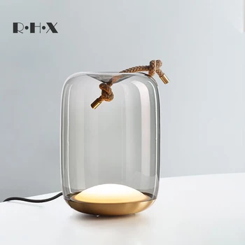 

Desk Lamp Post Modern Concise Arts Hemp Rope Glass Lampshade Model Between A Living Room Bedroom Bedside Cupboard Desk Lamp