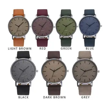 

Simple Women Men Unisex Watch Analog Quartz Round Dial Faux Leather Strap Couple Wrist Watch Lover's Watches Gift