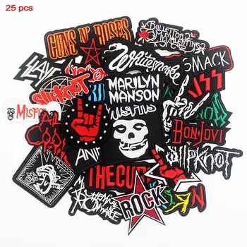 

Mixed Band Rock Music Patches Embroidered Badges Punk Hippie Clothes Stickers Iron on for Cloth Jacket Jeans DIY Applique