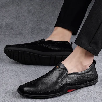 

Man Shoes Autumn Men's Boat Shoe Genuine Leather Male Loafers slip on Flats Moccasisn White Wedding Footwear Design Soft shoes
