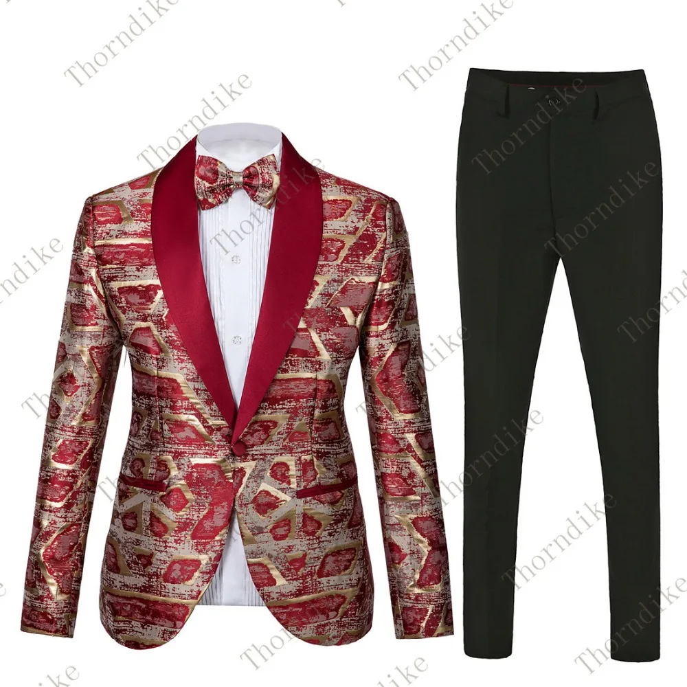 Торндайк красно-Goldern дизайн бренда Slim Fit для костюм Для мужчин мужской костюм для выпускного вечера, для выпускного вечера смокинг, костюмы жениха для Для мужчин свадебные туфли