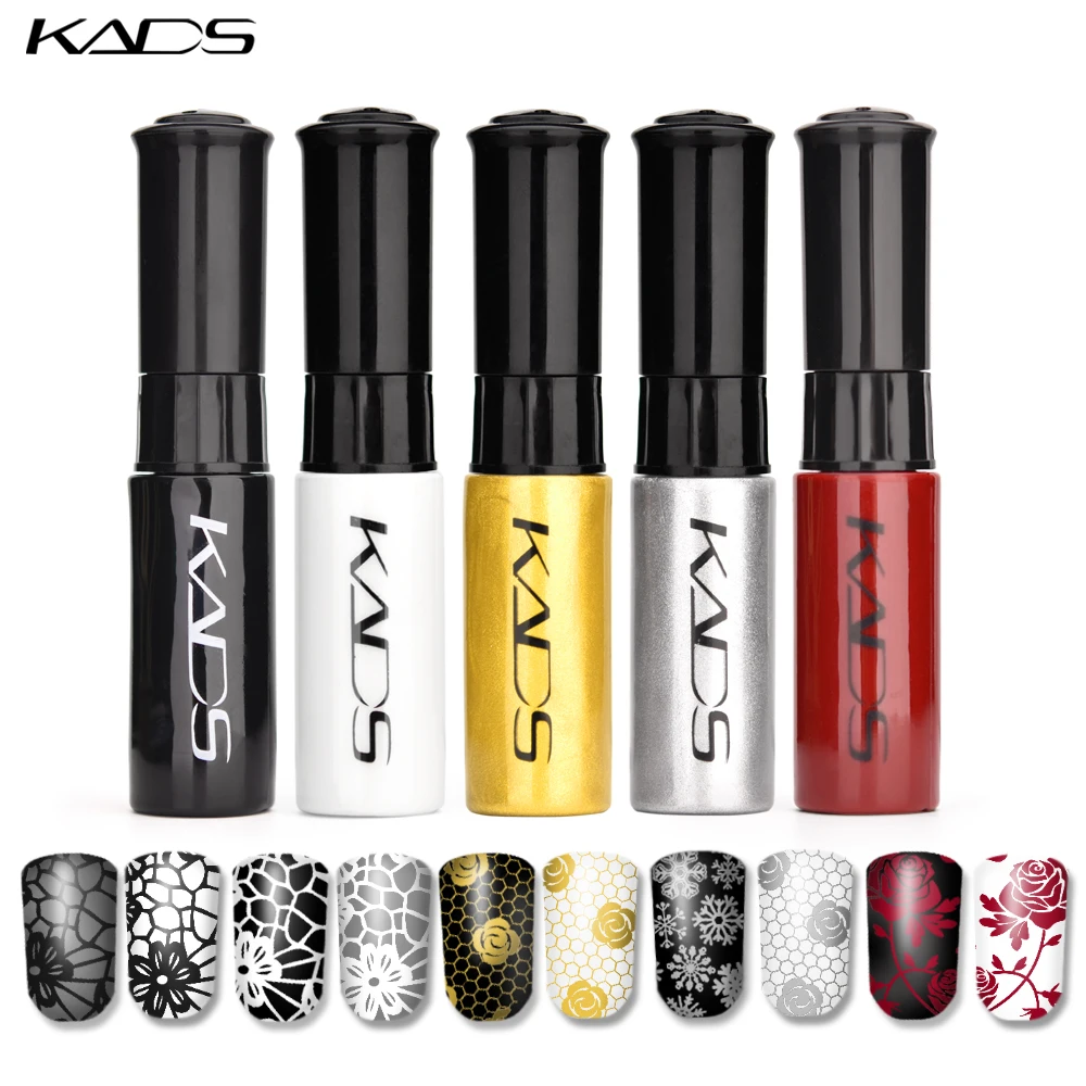 Nail Art Plate KADS Polish Stamping White Red Black Silver Colorful Printing Pen Paints Manicure Tips DIY