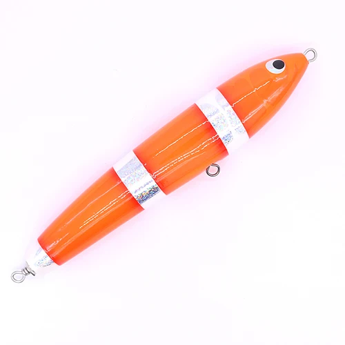 Castfun 140g 25cm Handmade Wooden Lure Big Game Stick Pencil Lure Topwater Trolling Lure for Saltwater - Цвет: Orange