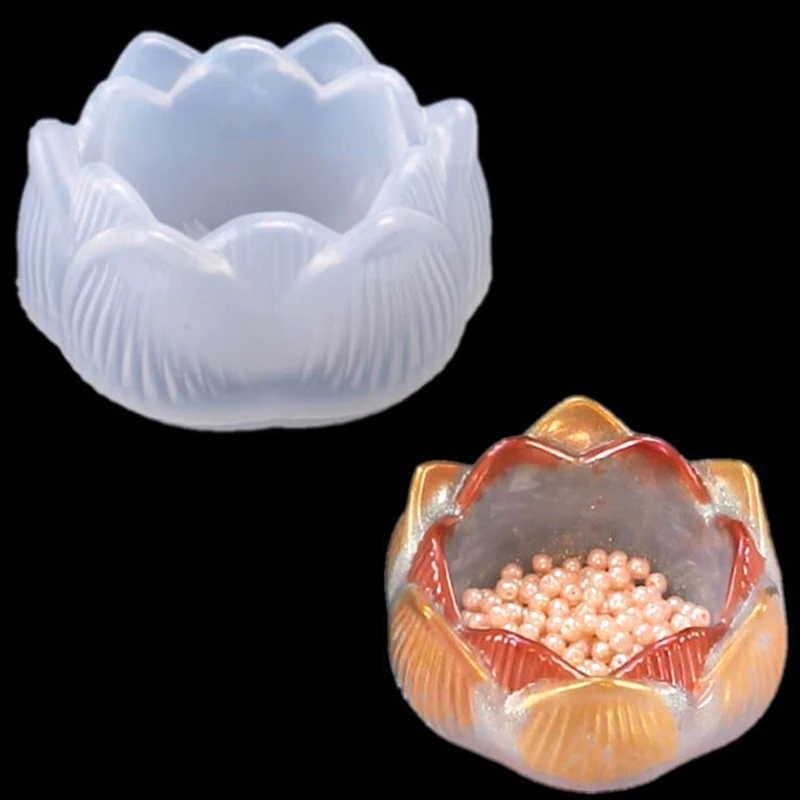 

1pc Transparent DIY Ashtray Mold Lotus Candle Holder Storage Box Mould Flower Pot Mold Crafts Making