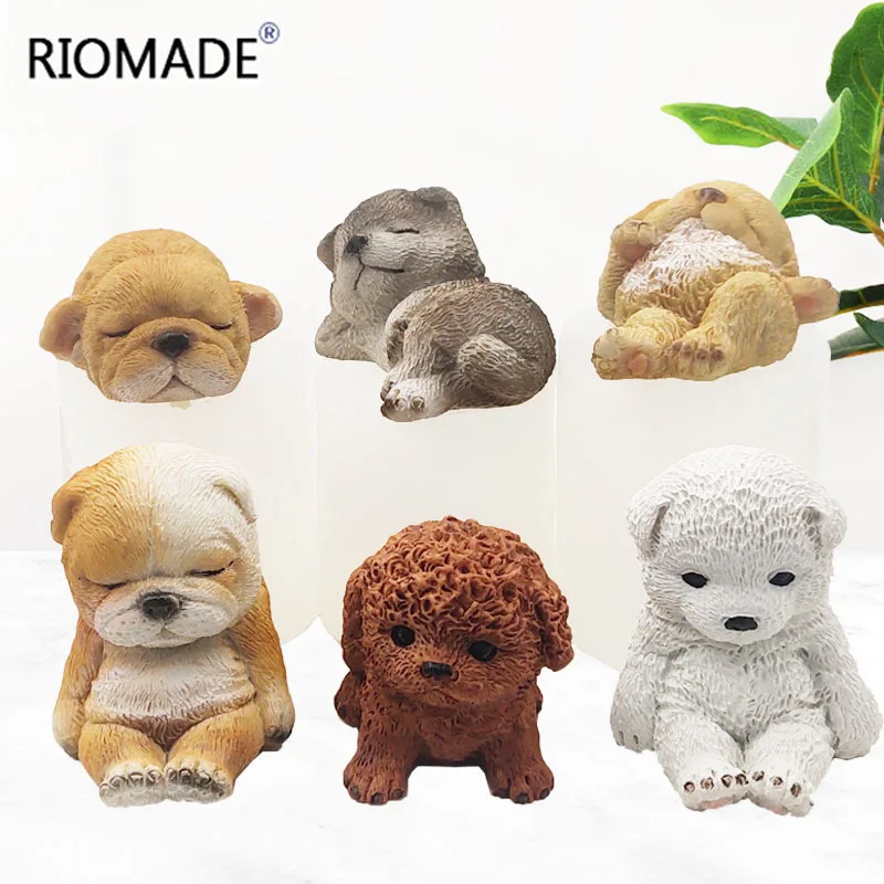 Stampi in silicone per cani 3D 6 stampi per torta mousse per cuccioli di modellazione, cioccolato, zucchero, fondente, strumenti per decorare torte, stampo in gesso e argilla  15