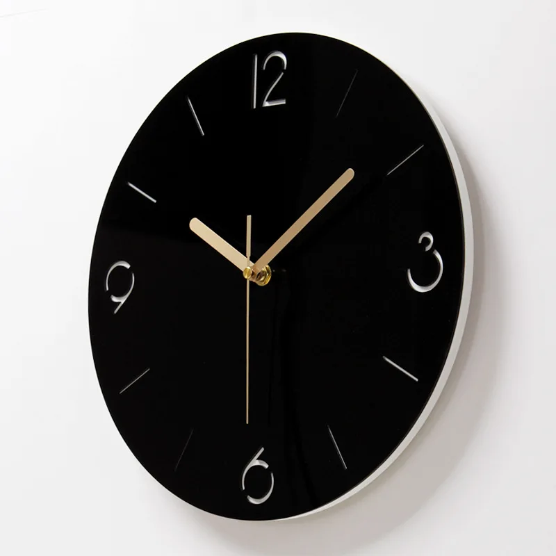 12 Inch Wall Clock Living Room Minimalist Black Modern Home Round Personality Silent Dedicated Quartz Bedroom Mute Clocks