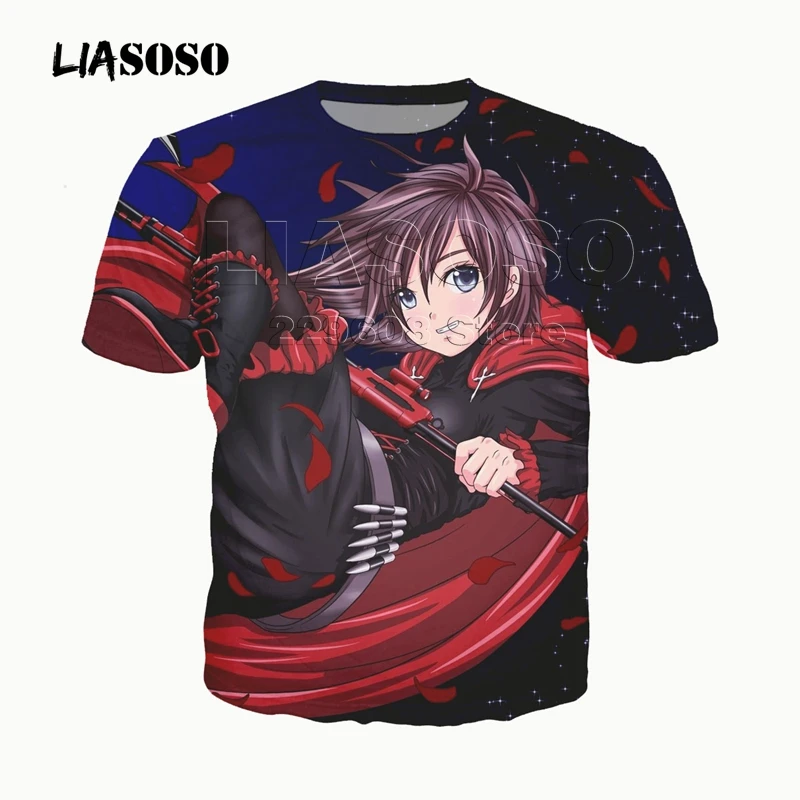 14 LIASOSO 3D принт для женщин и мужчин аниме косплей RWBY Kawaii девушки Рубиновая футболка «розы» летняя футболка хип-хоп пуловер повседневные топы - Цвет: 14