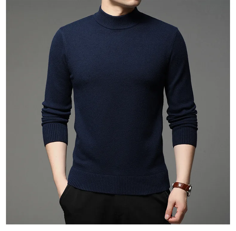 half sweater for men 2022 Autumn and Winter New Men Turtleneck Pullover Sweater Fashion Solid Color Thick and Warm Bottoming Shirt Male Brand Clothes black sweater with zipper