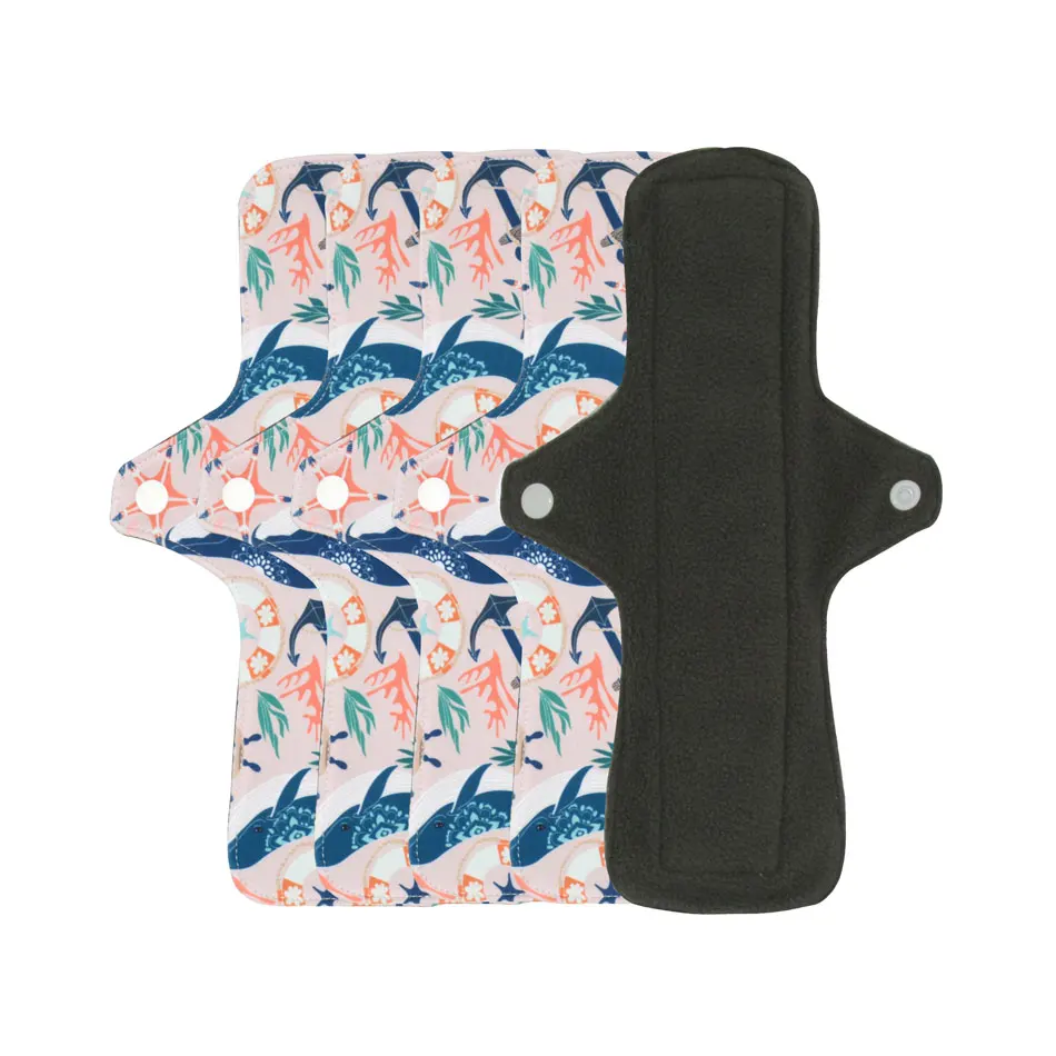 5pcs Reusable Cloth Menstrual Pads,Washable Sanitary Panty Liners With Polar Fleece Layer,Size27cm For Day Time Using